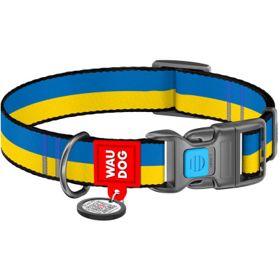 Нашийник для тварин WAUDOG Nylon з QR паспортом Colors of freedom пластиковий фастекс XL (4504-4020)