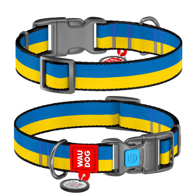Нашийник для тварин WAUDOG Nylon з QR паспортом Colors of freedom пластиковий фастекс XL (4504-4020)