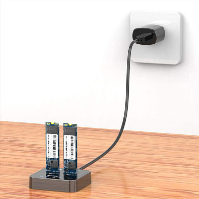 Док-станція для накопичувачів Maiwo 2*NVMe M.2 SSD Key M/B+M USB 3.1 Gen2 Type-C (K3016P)