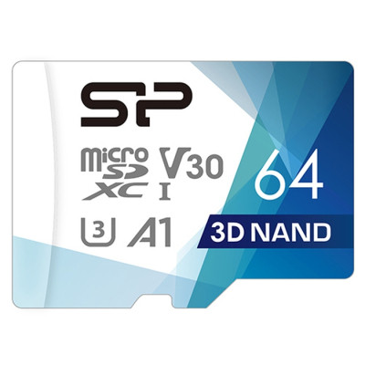 Карта пам&#039;яті Silicon Power 64Gb microSDXC U3 A1 V30 Superior Color 100R/80W + adapter (SP064GBSTXDU3V20AB)