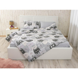Постільна білизна Руно Grey Cat бязь набивна полуторний (1.114Б_Grey Cat)