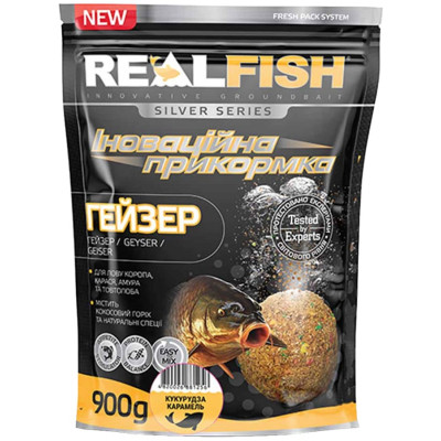 Прикормка Real Fish Silver Series Гейзер Кукурудза-карамель 0.9kg (809.00.11)