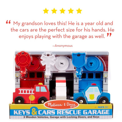 Ігровий набір Melissa&amp;Doug Дерев&#039;яний гараж рятувальних машин з ключами (MD4607)