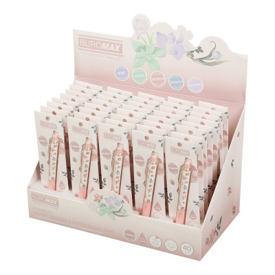 Ручка гелева Buromax автоматична BLOSSOM, 0.5 мм, ароматний грип, Троянда, сині чорнила, в блістері (BM.8368-43)