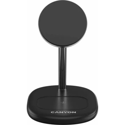 Зарядний пристрій Canyon wireless charger WCS-205 15W Qi2 2in1 w/o adapter Black (CNS-WCS205BW/A)
