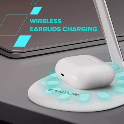 Зарядний пристрій Canyon wireless charger WCS-205 15W Qi2 2in1 w/o adapter Black (CNS-WCS205BW/A)