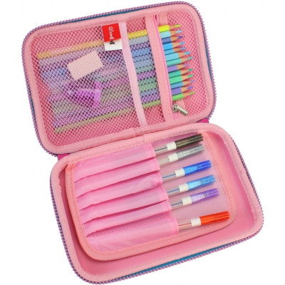 Пенал Cool For School 1 відділення з органайзером фуксія (QT-5630-Rosered)
