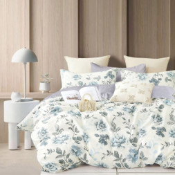 Постільна білизна Home Line Сатин Твіл Квітковий блюз сімейний (182996)