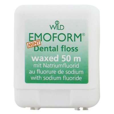 Зубна нитка Dr. Wild Emoform вощена з фторидом натрію і м&#039;ятою 50 м (7611841138604)