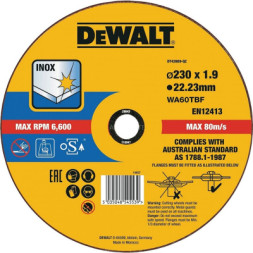 Круг відрізний DeWALT INOX, нержавіюча сталь/листовий метал, 230х1.9х22.23 мм (DT43909)