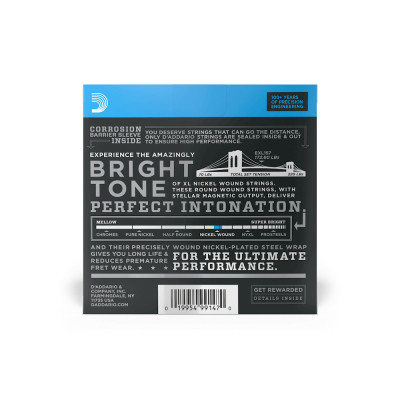 Струни для гітари D&#039;Addario XL Nickel Wound Baritone Medium (14-68) (EXL157)
