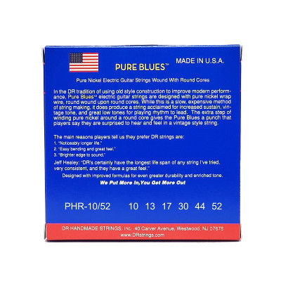 Струни для гітари DR Strings PURE BLUES Electric Guitar Strings - Medium to Heavy (10-52) (PHR-10/52)