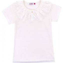 Футболка дитяча Matilda з коротким рукавом і мереживною оборкою (5603-140G-beige)