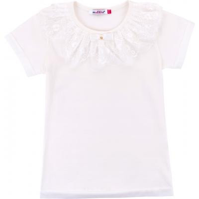 Футболка дитяча Matilda з коротким рукавом і мереживною оборкою (5603-140G-beige)