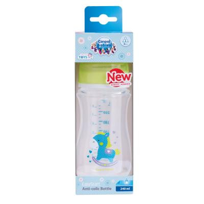 Пляшечка для годування Canpol babies антиколькова EasyStart - Toys з широким отвором 240 мл (35/221_gre)