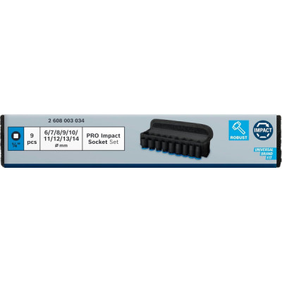 Набір головок Bosch Professional ударних торцевих Standart 9шт, 1/4&quot;, 25мм (2.608.003.034)