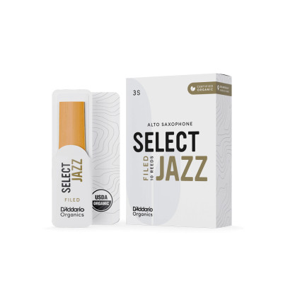 Тростина для саксофона D&#039;Addario Organic Select Jazz - Alto Sax Filed 3S - 10 Pack (ORSF10ASX3S)