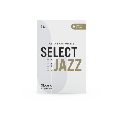 Тростина для саксофона D&#039;Addario Organic Select Jazz - Alto Sax Filed 3S - 10 Pack (ORSF10ASX3S)