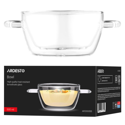 Бульйонниця Ardesto 500 мл боросилікатне скло прозора (AR2650BB)