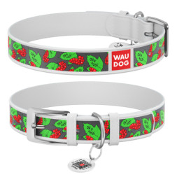 Нашийник для тварин WAUDOG Design з QR паспортом &quot;Калина&quot; XL Ш 35 мм Д 46-59 см (білий) (3606-0228-15)