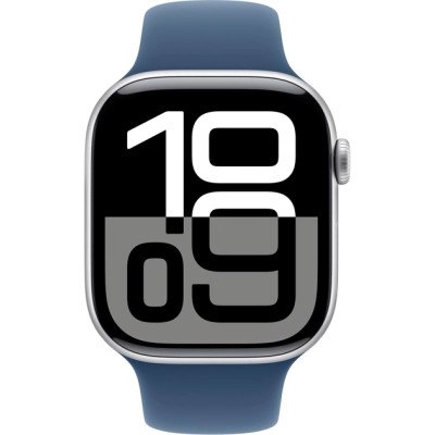 Смарт-годинник Apple Watch Series 10 GPS 46mm Silver Aluminium Case with Denim Sport Band - S/M (MWWL3QH/A)