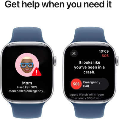 Смарт-годинник Apple Watch Series 10 GPS 46mm Silver Aluminium Case with Denim Sport Band - S/M (MWWL3QH/A)