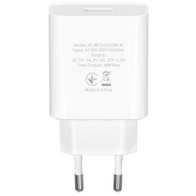 Зарядний пристрій 2E USB Wall Charger QC3.0 DC5V/3A, Max 18W, white (2E-WC1USB18W-W)
