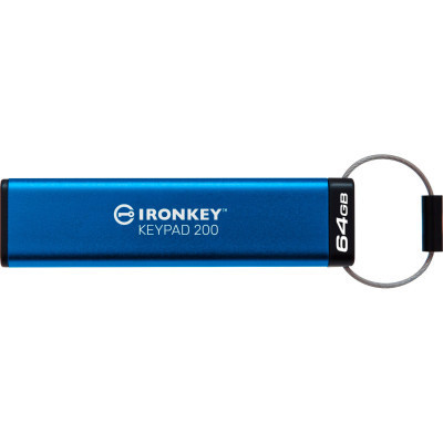 USB флеш накопичувач Kingston 64GB IronKey Keypad 200 AES-256 Encrypted Blue USB 3.2 (IKKP200/64GB)