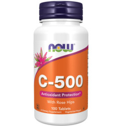 Вітамін Now Foods Вітамін C-500 з шипшиною, With Rose Hips, 100 таблеток (NF0670)