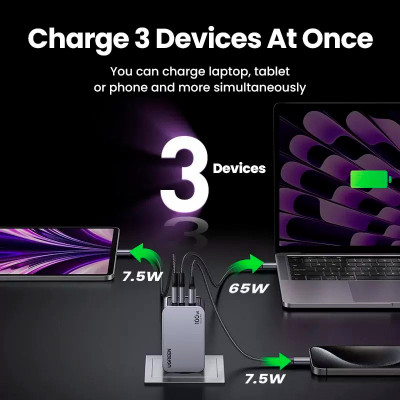 Зарядний пристрій Ugreen 3xUSB 100W (2xUSB-C+USB-A) Gan Nexode Pro X757 (25874)