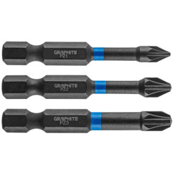 Набір біт Graphite ударні 3 од., 1/4&quot;, PZ1/2/3 x 50мм, сталь S2 (56H542)