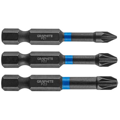 Набір біт Graphite ударні 3 од., 1/4&quot;, PZ1/2/3 x 50мм, сталь S2 (56H542)