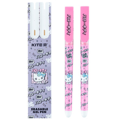 Ручка гелева Kite пиши-стирай Hello Kitty синя, 2 шт у пеналі (HK24-069-2)