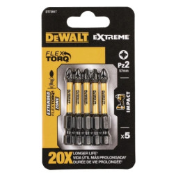 Набір біт DeWALT IMPACT TORSION, ударні, Pozidriv, Pz2, L=57 мм, 5 шт (DT7391T)