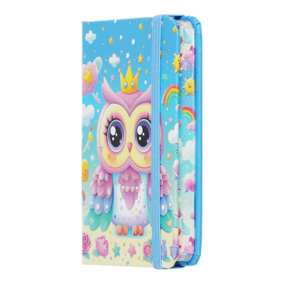 Книга записна ZiBi Owl A7 в клітинку тверда обкладинка на гумці 80 аркушів, блакитна (ZB.117102)