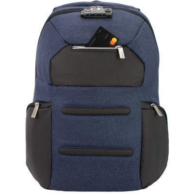 Рюкзак шкільний Optima 18.5&quot; USB Anti-Theft унісекс 0.7 кг 16-25 л Синій (O96917-02)
