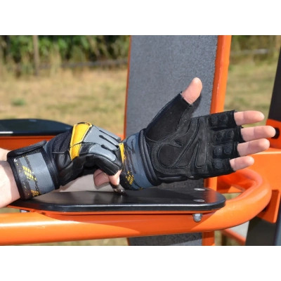 Рукавички для фітнесу MadMax MFG-880 Signature Black/Grey/Yellow XXL (MFG-880_XXL)