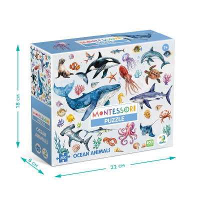 Пазл DoDo Монтессорі Океанічні тварини, 200 елементів (300630)