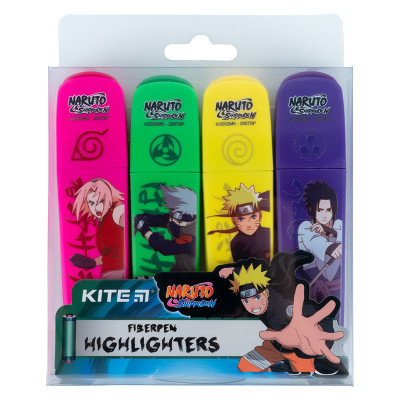 Набір маркерів Kite Highlighter Naruto, набір з 4-х кольорів (NR24-444)