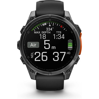 Смарт-годинник Garmin fenix 8 47mm, AMOLED, Glass/SS, SlateGray Steel/Black, BlkBnd, GPS (010-02904-00)