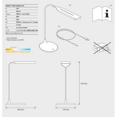 Настільна лампа Osram LEDVANCE LED PANAN DISC 5W 3000K (4058075321267)