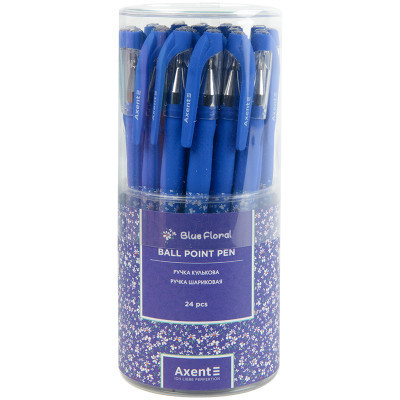 Ручка кулькова Axent Blue floral, синя (AB1049-36-A)