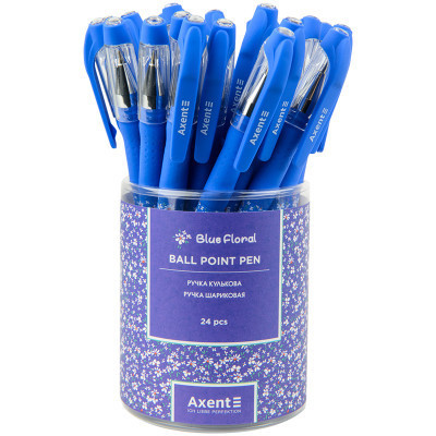 Ручка кулькова Axent Blue floral, синя (AB1049-36-A)
