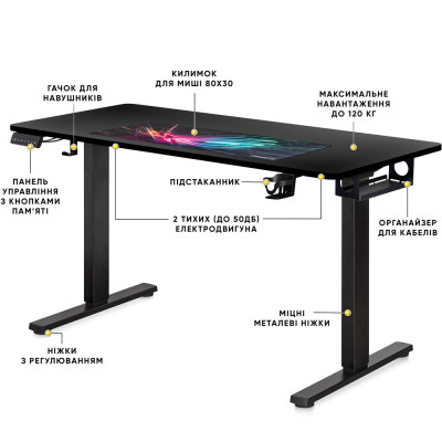 Комп&#039;ютерний стіл Mealux PowerDesk Duo Black (EVO-242 Duo B/B)