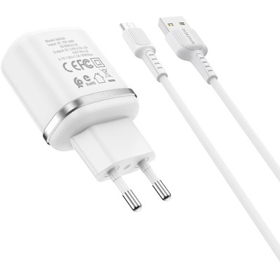 Зарядний пристрій BOROFONE BA36A High speed single port QC3.0 charger set(Micro) White (BA36AMW)