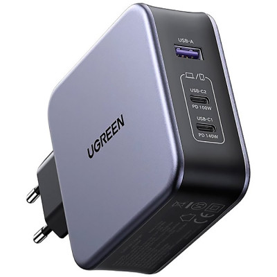 Зарядний пристрій Ugreen 3xUSB 140W (2хUSB-C+USB-A) Gan CD289 with C to C Cable 1.5m (90549)