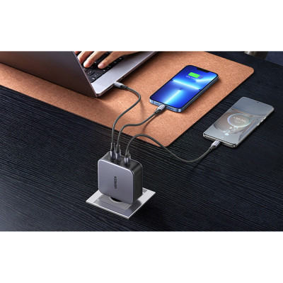 Зарядний пристрій Ugreen 3xUSB 140W (2хUSB-C+USB-A) Gan CD289 with C to C Cable 1.5m (90549)
