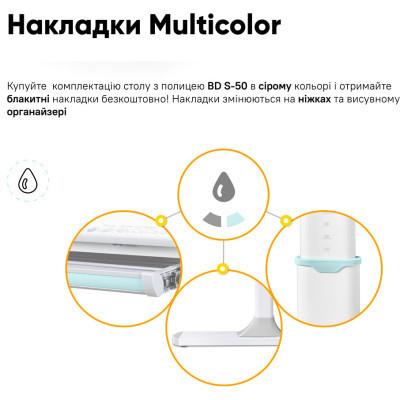 Парта Mealux Vancouver Multicolor Blue с полкой S50 (BD-620 W/G MC+BL+ S50 WG)