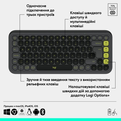 Клавіатура Logitech POP Icon Keys Bluetooth UA Graphite (920-013157)