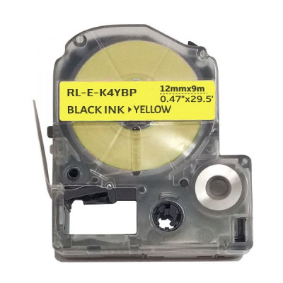 Стрічка для принтера етикеток UKRMARK RL-E-K4YBP-BK/YE, аналог LK4YBP. 12 мм х 9 м (900275)